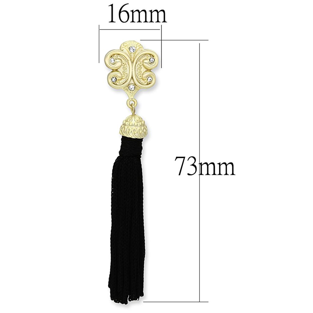 LO3677 - Gold & Brush Brass Earrings with Top Grade Crystal in Clear-1