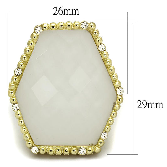 LO3691 - Gold & Brush Brass Ring with Synthetic Synthetic Stone in Clear-1