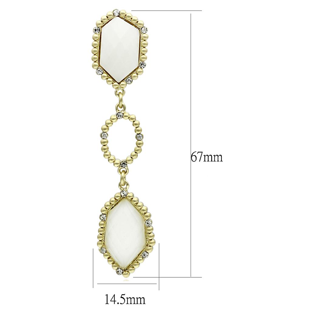 LO3692 - Gold & Brush Brass Earrings with Synthetic Synthetic Stone in Clear-1