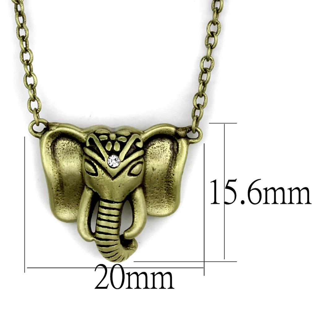 LO3716 - Antique Copper Brass Chain Pendant with Top Grade Crystal in Clear-1