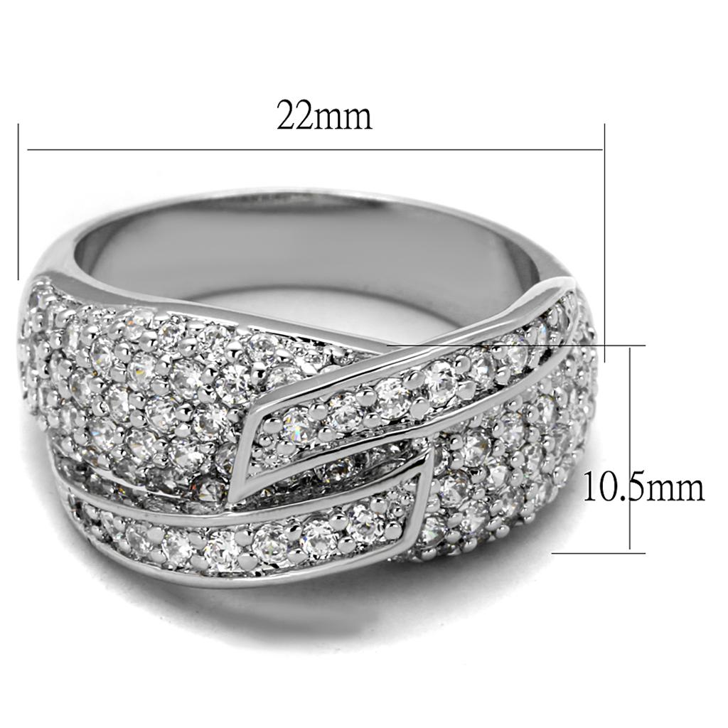 LO3741 - Rhodium Brass Ring with AAA Grade CZ in Clear-1