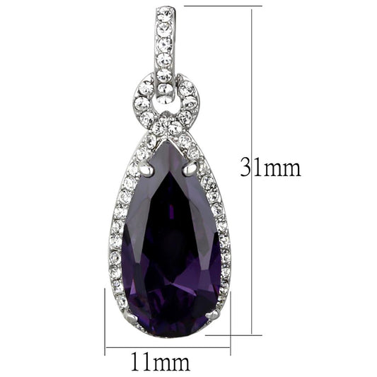 LO3756 - Rhodium Brass Earrings with AAA Grade CZ in Amethyst-1