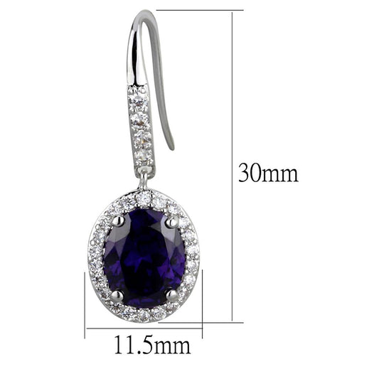 LO3771 - Rhodium Brass Earrings with AAA Grade CZ in Amethyst-1