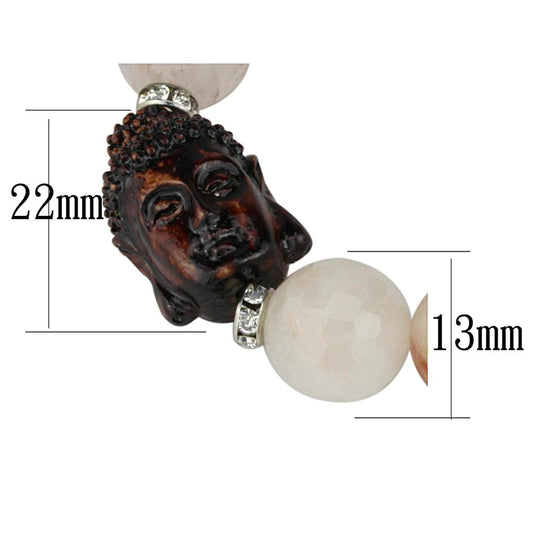 LO3779 - Rhodium Brass Bracelet with Synthetic Onyx in Light Rose-1