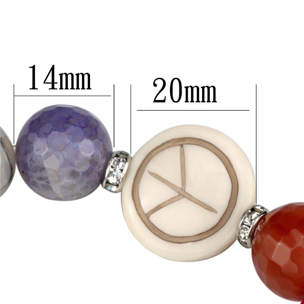 LO3790 - Antique Silver Brass Bracelet with Synthetic Onyx in Multi Color-1