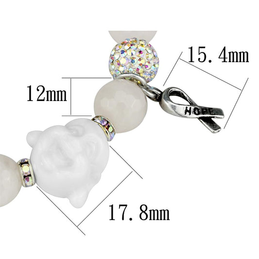 LO3791 - Antique Silver White Metal Bracelet with Synthetic Onyx in Light Rose-1