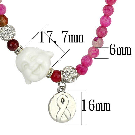 LO3822 - Antique Silver White Metal Necklace with Synthetic Glass Bead in Multi Color-1