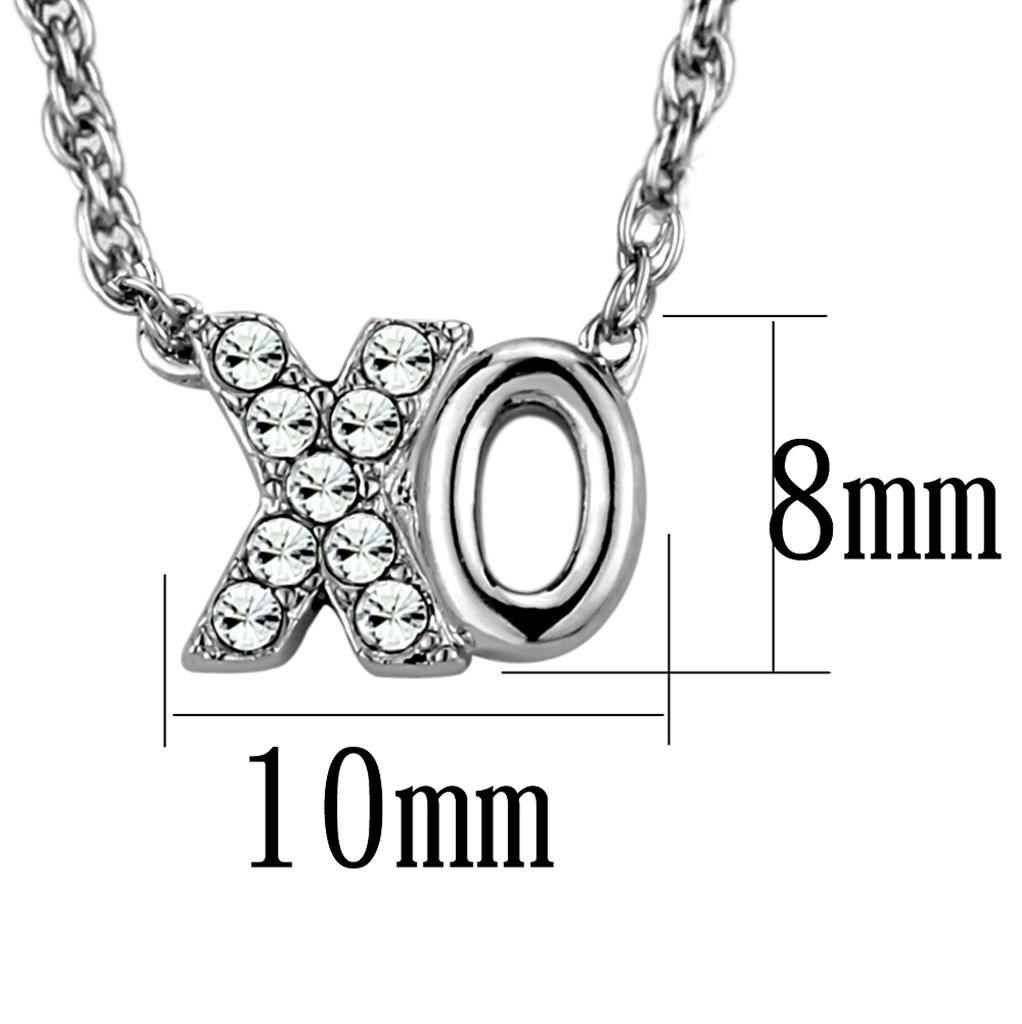 LO3845 - Rhodium Brass Necklace with Top Grade Crystal in Clear-1