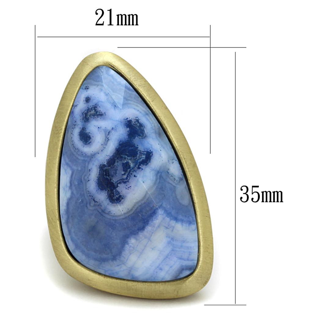 LO3881 - Antique Copper Brass Ring with Synthetic Onyx in Capri Blue-1