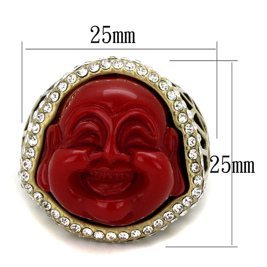 LO3883 - Antique Copper Brass Ring with Synthetic Synthetic Stone in Siam-1