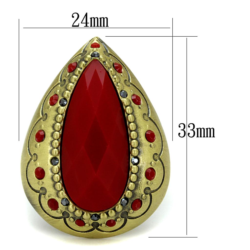 LO3886 - Antique Copper Brass Ring with Synthetic Synthetic Stone in Siam-1