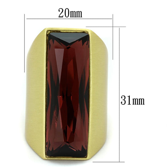 LO3899 - Gold & Brush Brass Ring with Top Grade Crystal in Siam-1