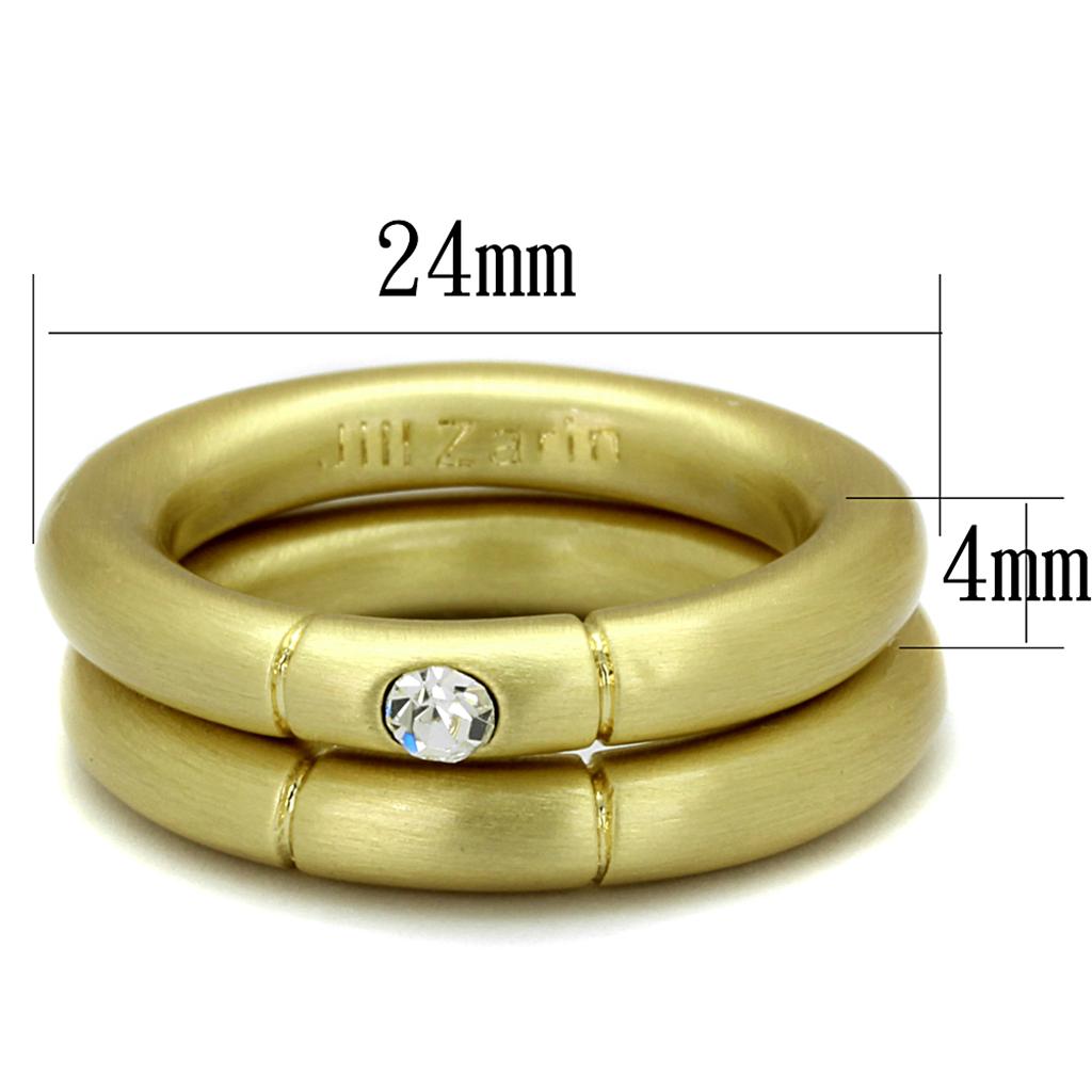 LO3918 - Gold & Brush Brass Ring with Top Grade Crystal in Clear-1