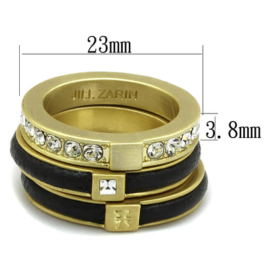 LO3923 - Gold & Brush Brass Ring with Top Grade Crystal in Clear-1