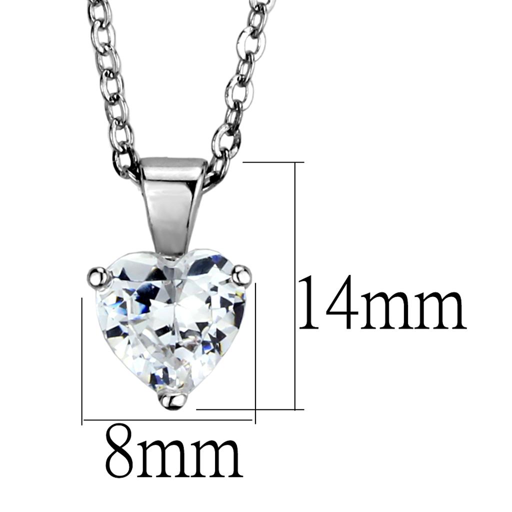 LO3935 - Rhodium Brass Chain Pendant with AAA Grade CZ in Clear-1