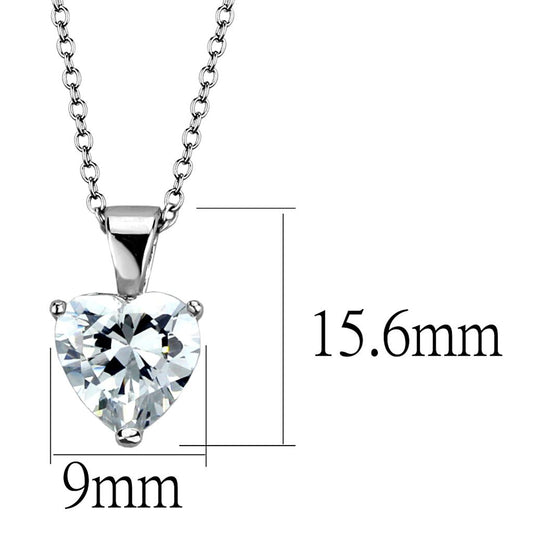 LO3936 - Rhodium Brass Chain Pendant with AAA Grade CZ in Clear-1