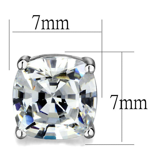 LO3948 - Rhodium Brass Earrings with AAA Grade CZ in Clear-1