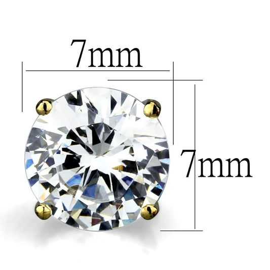 LO3949 - Gold Brass Earrings with AAA Grade CZ in Clear-1