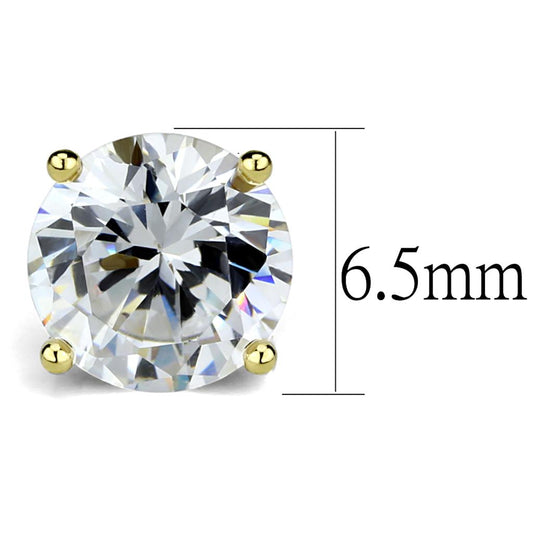 LO3957 - Gold Brass Earrings with AAA Grade CZ in Clear-1
