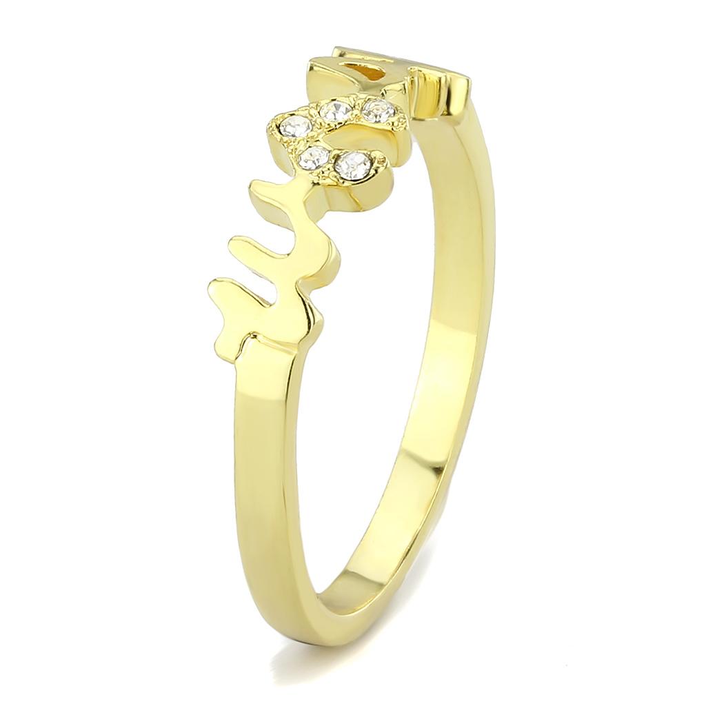 LO3966 - Flash Gold Brass Ring with Top Grade Crystal in Clear-3