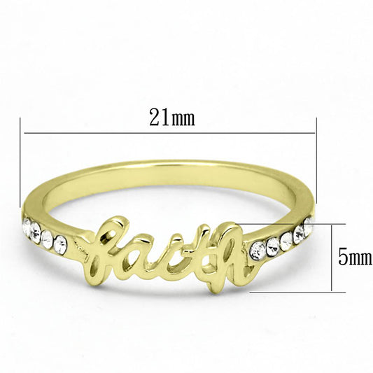 LO3967 - Flash Gold Brass Ring with Top Grade Crystal in Clear-1