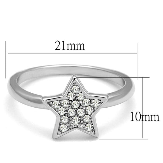 LO3980 - Rhodium Brass Ring with Top Grade Crystal in Clear-1