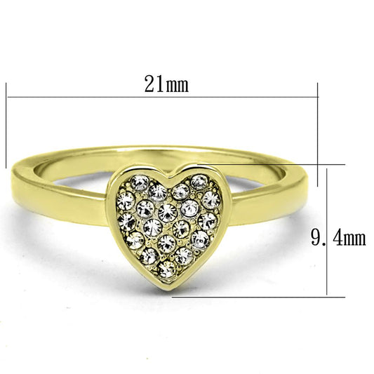 LO3983 - Flash Gold Brass Ring with Top Grade Crystal in Clear-1