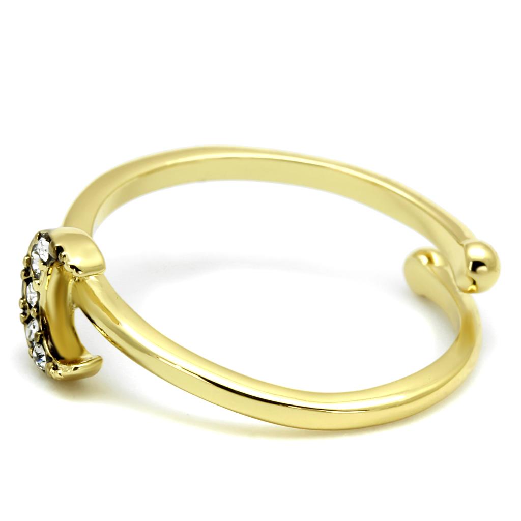 LO4046 - Flash Gold Brass Ring with Top Grade Crystal in Clear-2