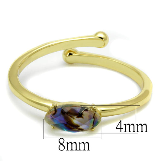 LO4062 - Flash Gold Brass Ring with Precious Stone Conch in Multi Color-1