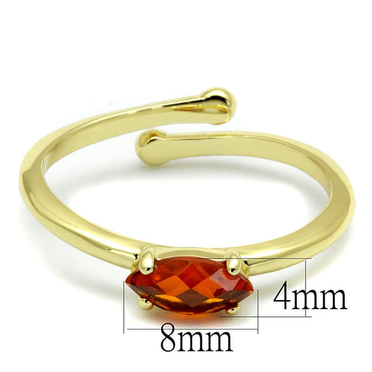 LO4065 - Flash Gold Brass Ring with AAA Grade CZ in Orange-1