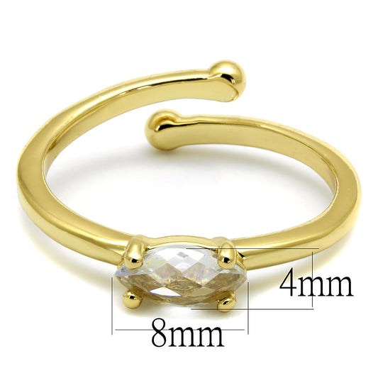 LO4067 - Flash Gold Brass Ring with AAA Grade CZ in Clear-1