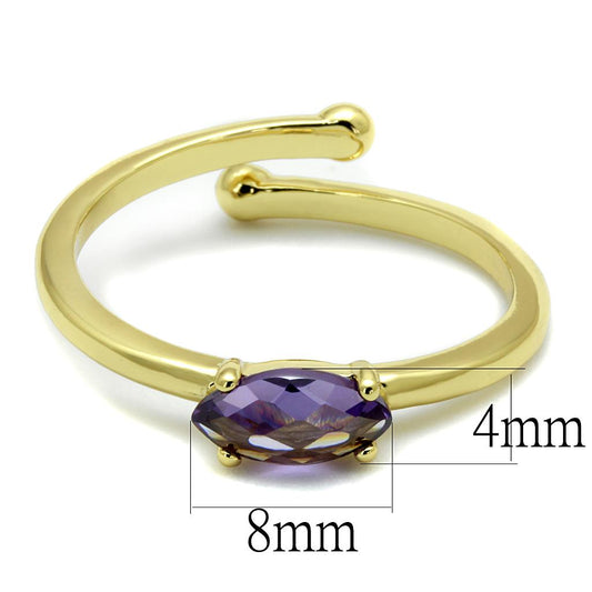 LO4068 - Flash Gold Brass Ring with AAA Grade CZ in Amethyst-1
