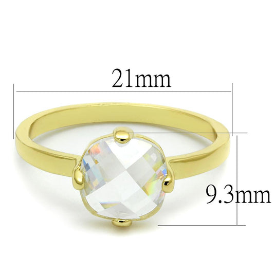 LO4078 - Flash Gold Brass Ring with AAA Grade CZ in Clear-1
