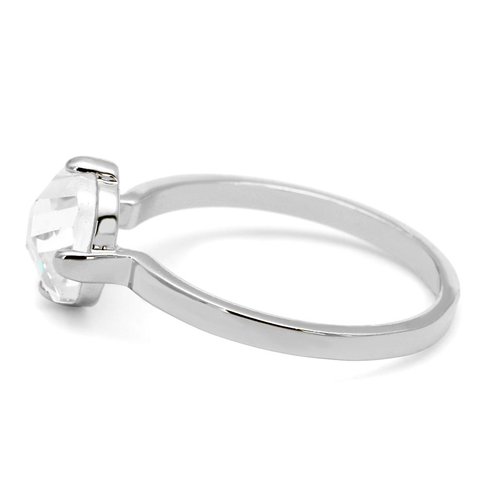 LO4080 - Rhodium Brass Ring with AAA Grade CZ in Clear-2