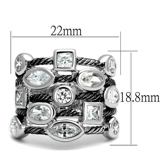LO4083 - Rhodium Brass Ring with AAA Grade CZ in Clear-1