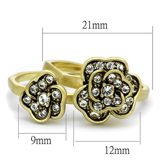 LO4111 - Antique Copper Brass Ring with Top Grade Crystal in Clear-1