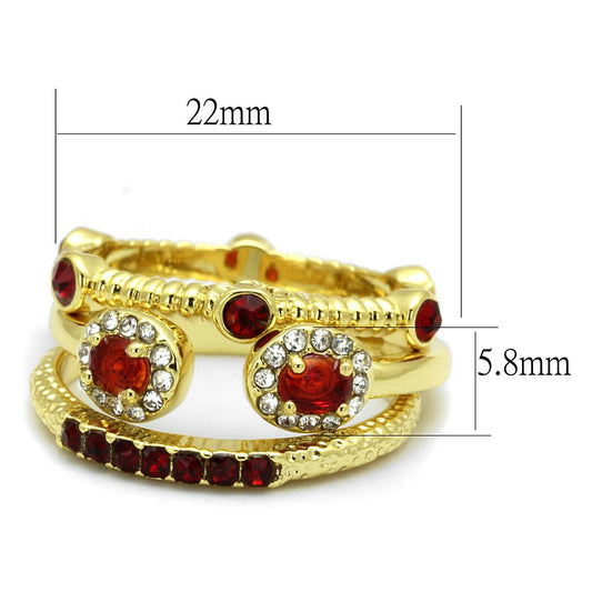 LO4116 - Gold Brass Ring with Top Grade Crystal in Siam-1