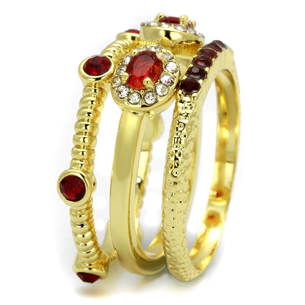 LO4116 - Gold Brass Ring with Top Grade Crystal in Siam-2
