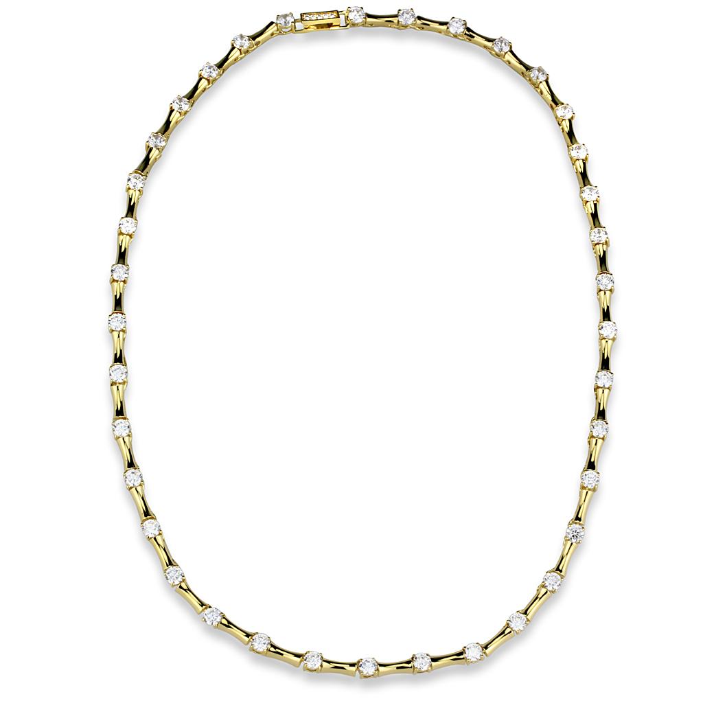 LO4123 - Gold Brass Necklace with AAA Grade CZ in Clear-2