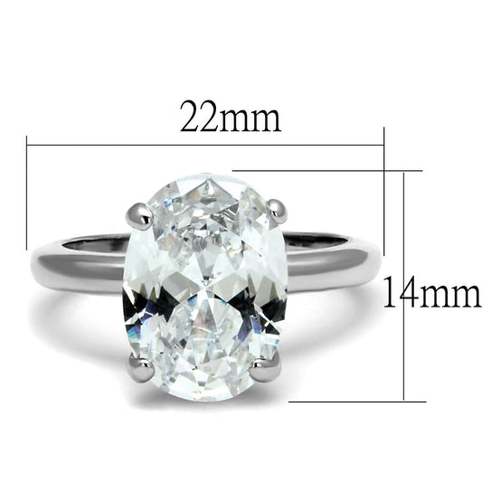 LO4124 - Rhodium Brass Ring with AAA Grade CZ in Clear-1