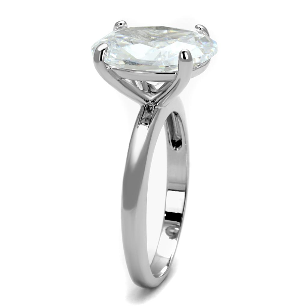 LO4124 - Rhodium Brass Ring with AAA Grade CZ in Clear-2