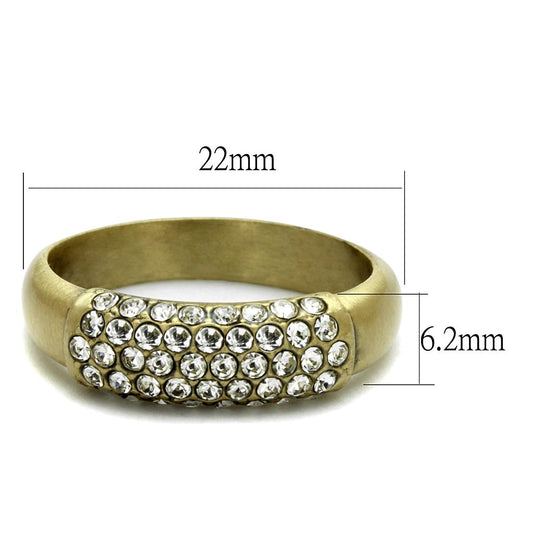 LO4125 - Antique Copper Brass Ring with Top Grade Crystal in Clear-1