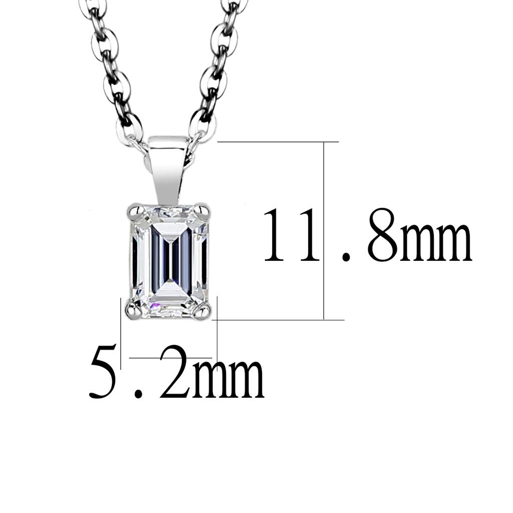 LO4127 - Rhodium Brass Chain Pendant with AAA Grade CZ in Clear-1