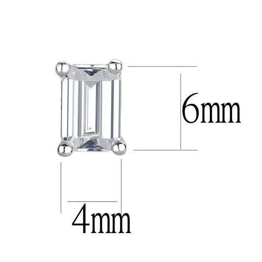 LO4128 - Rhodium Brass Earrings with AAA Grade CZ in Clear-1