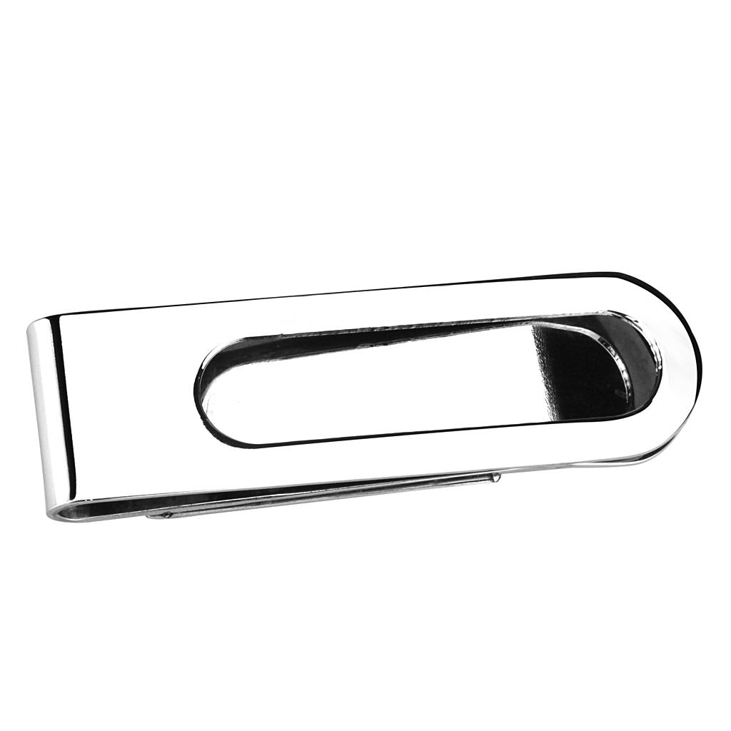 LO4131 - Rhodium Brass Money clip with Epoxy in Jet-2
