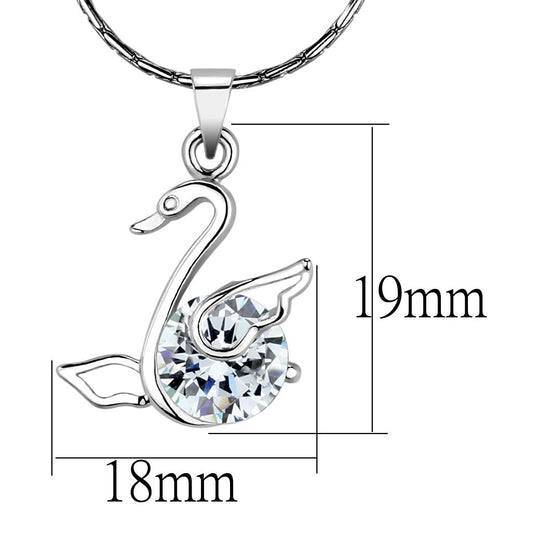LO4155 - Rhodium Brass Chain Pendant with AAA Grade CZ in Clear-1