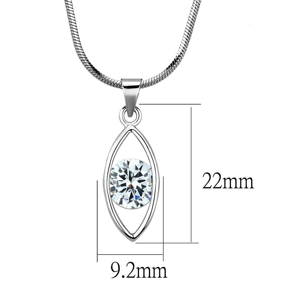 LO4157 - Rhodium Brass Chain Pendant with AAA Grade CZ in Clear-1