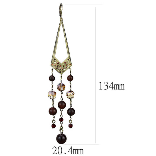 LO4186 - Antique Copper Brass Earrings with Assorted in Multi Color-1