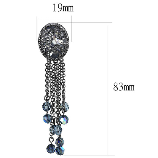 LO4199 - TIN Cobalt Black Brass Earrings with AAA Grade CZ in Clear-1
