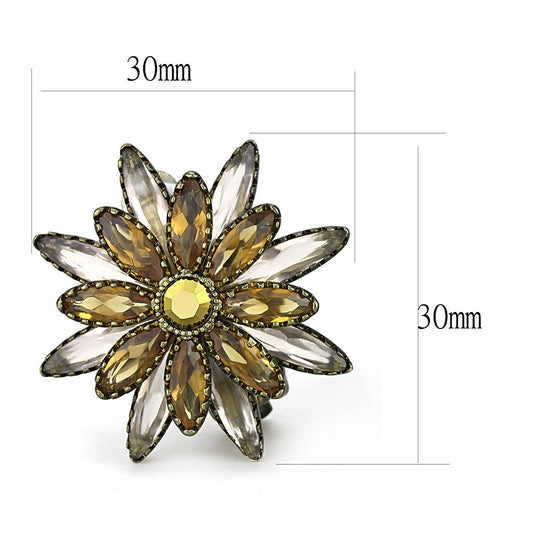 LO4200 - Antique Copper Brass Earrings with Synthetic Synthetic Glass in Multi Color-1